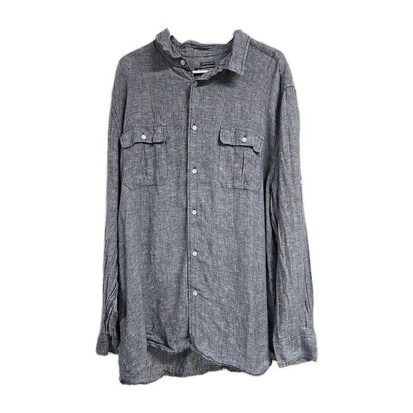 Island Company Other - Island Company Linen Pilot Shirt Button Down Long Sleeve Shirt Blue Men's Sz XXL